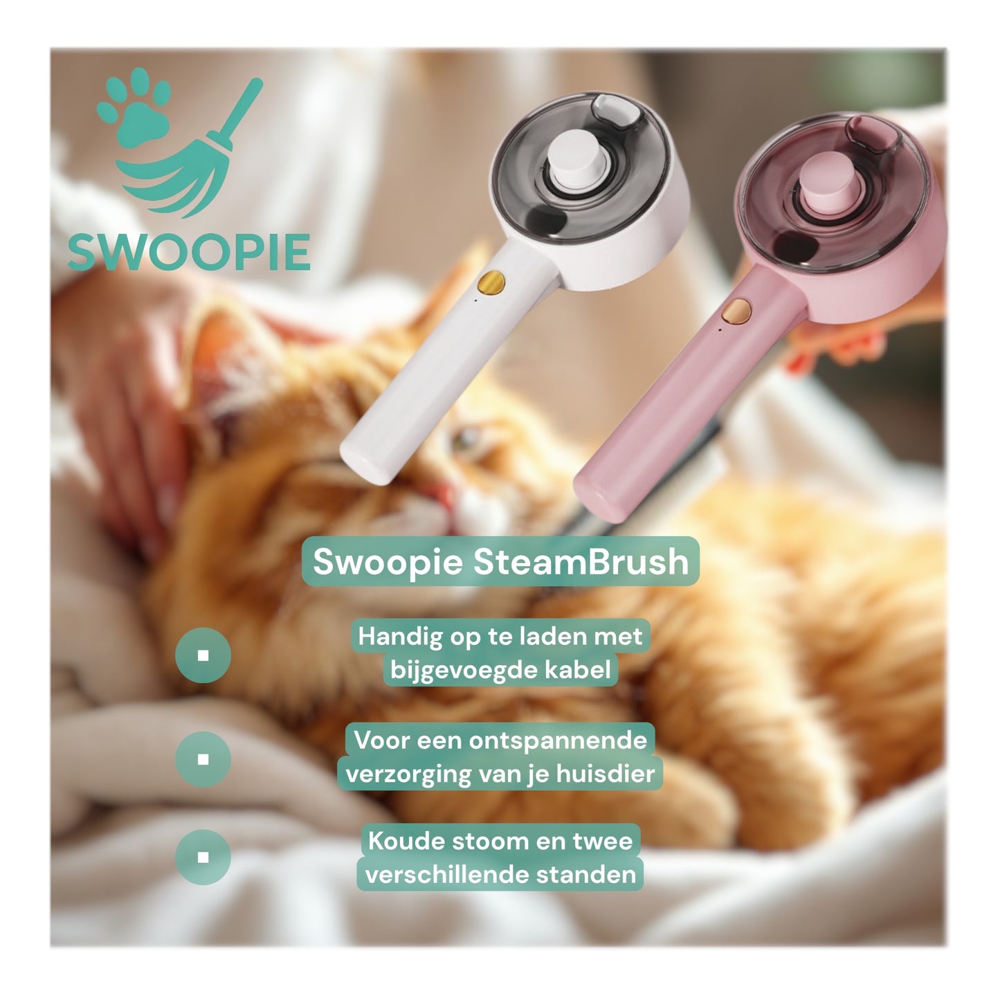🚀Swoopie SteamBrush Stoomborstel (roze)