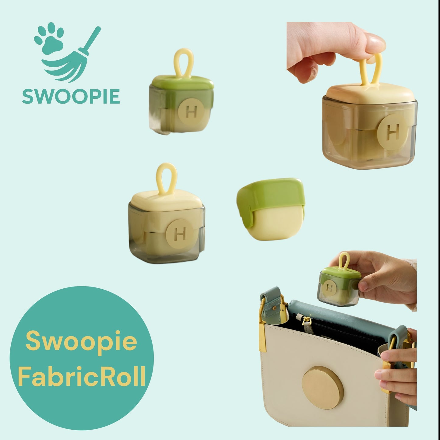 π 3x Swoopie FabricRoll Kledingroller (Geel)