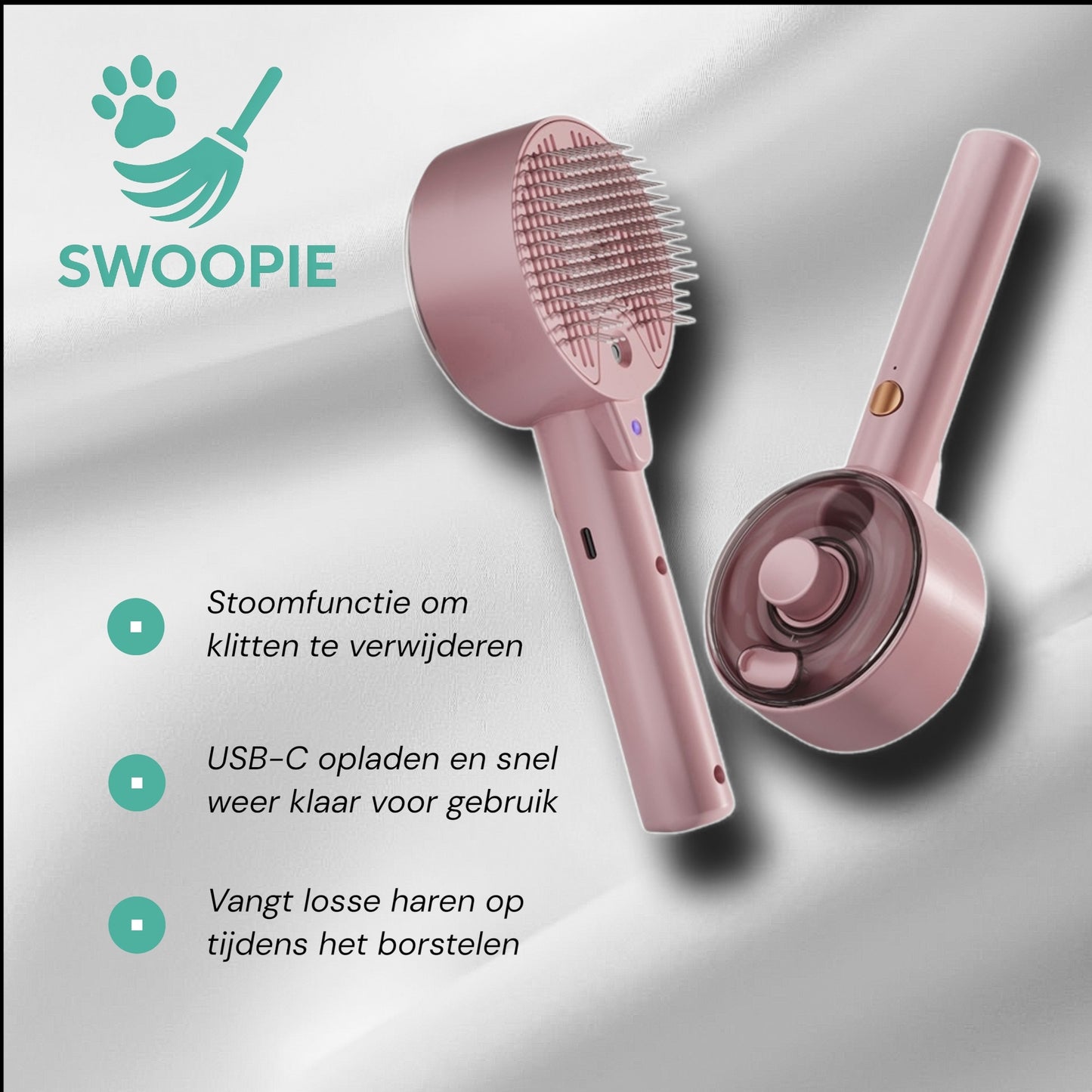 🚀Swoopie SteamBrush Stoomborstel (wit)