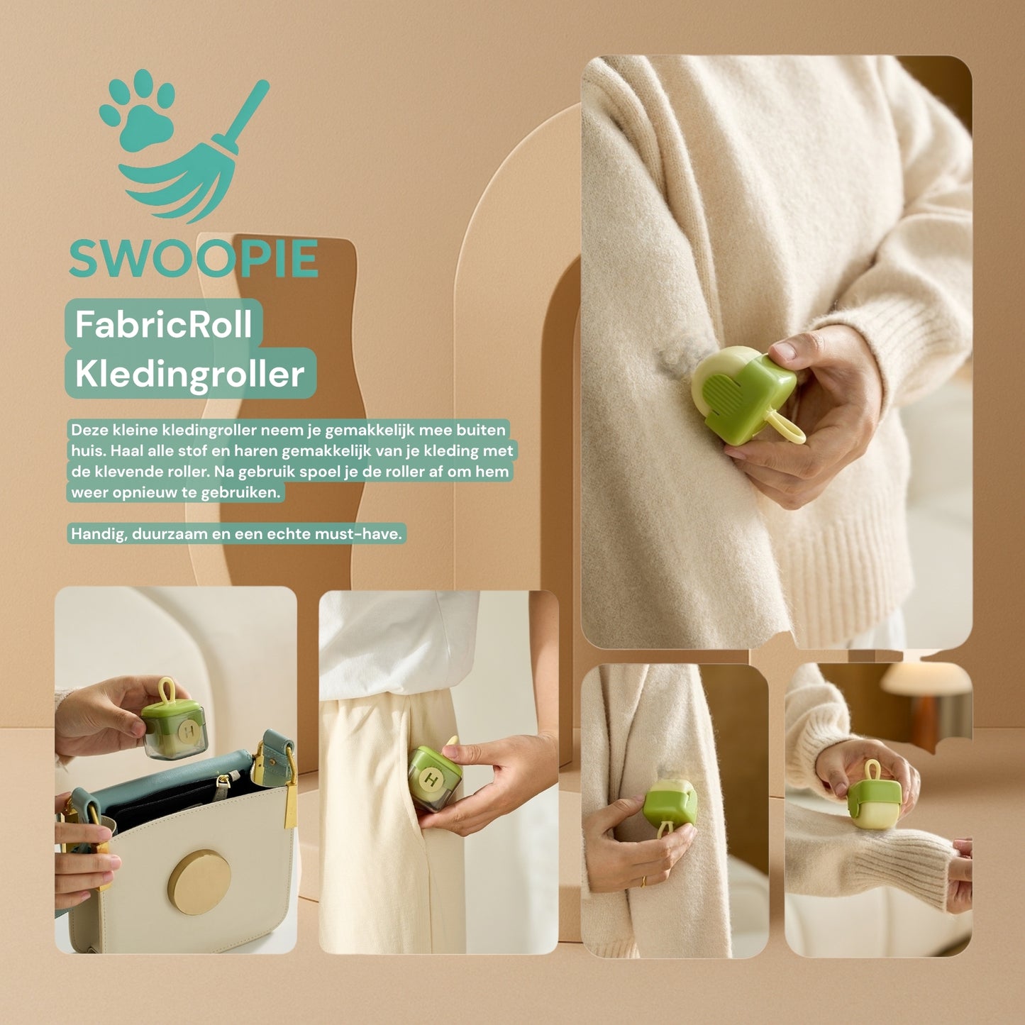 🚀 3x Swoopie FabricRoll Kledingroller (Geel)
