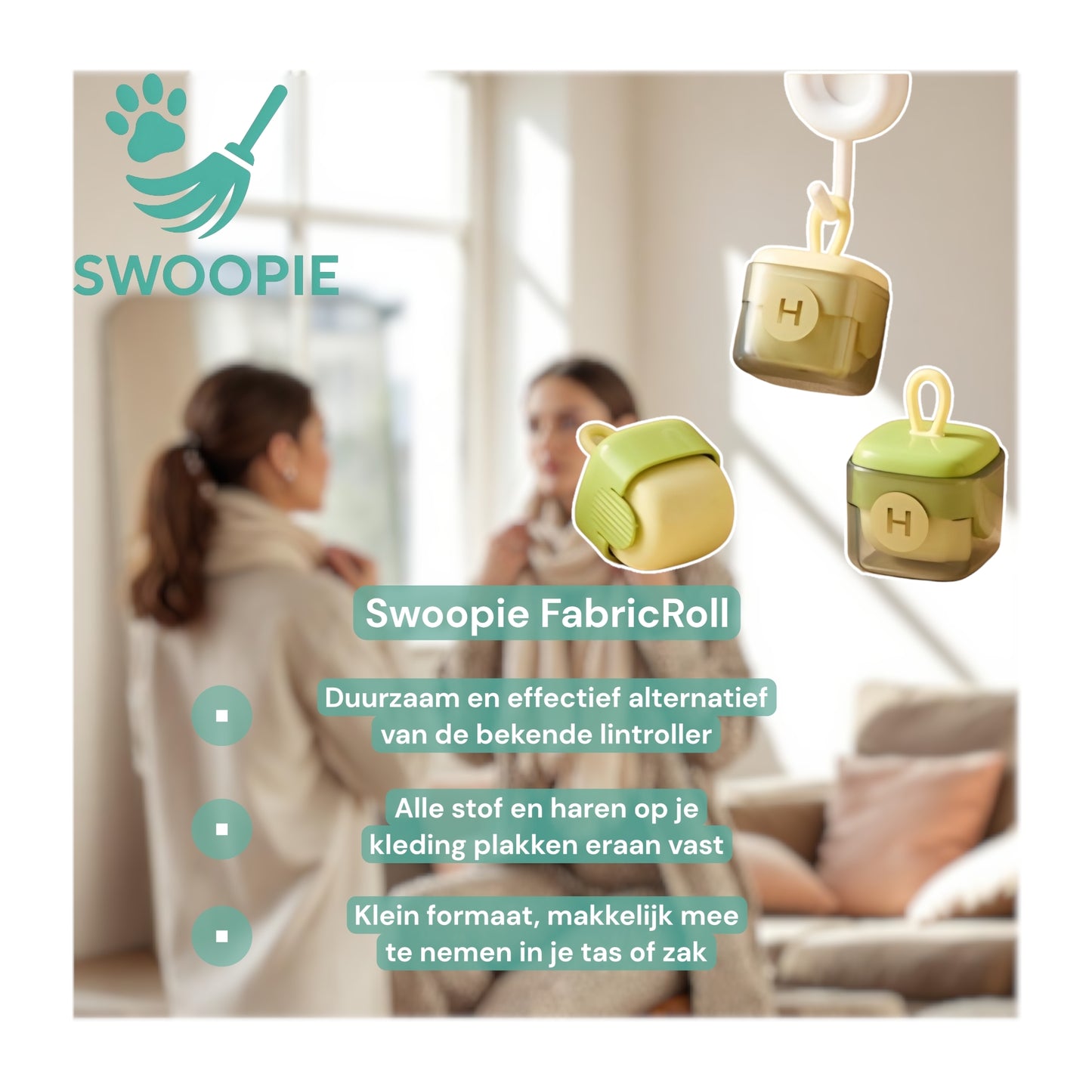 🚀 3x Swoopie FabricRoll Kledingroller (Geel)