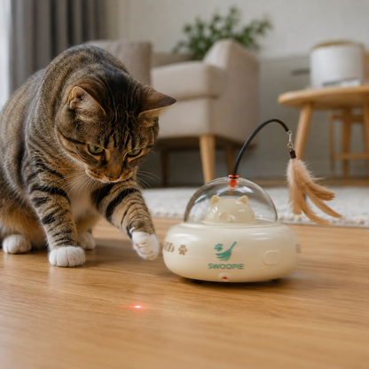 Swoopie UfoLaser Toy™ – Automatisch Kattenspeeltje met Laser | Interactief & Oplaadbaar | Slim Laserspeelgoed voor Katten