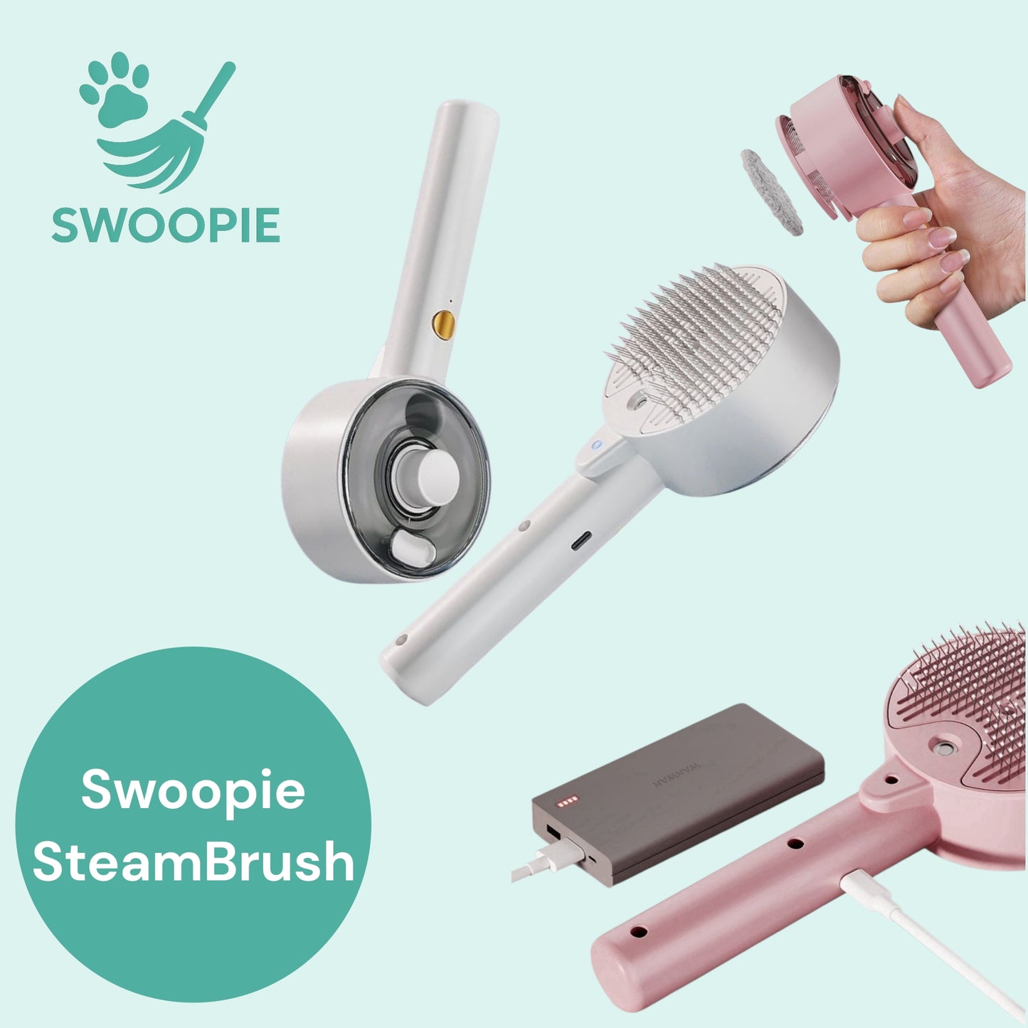 🚀Swoopie SteamBrush Stoomborstel (wit)