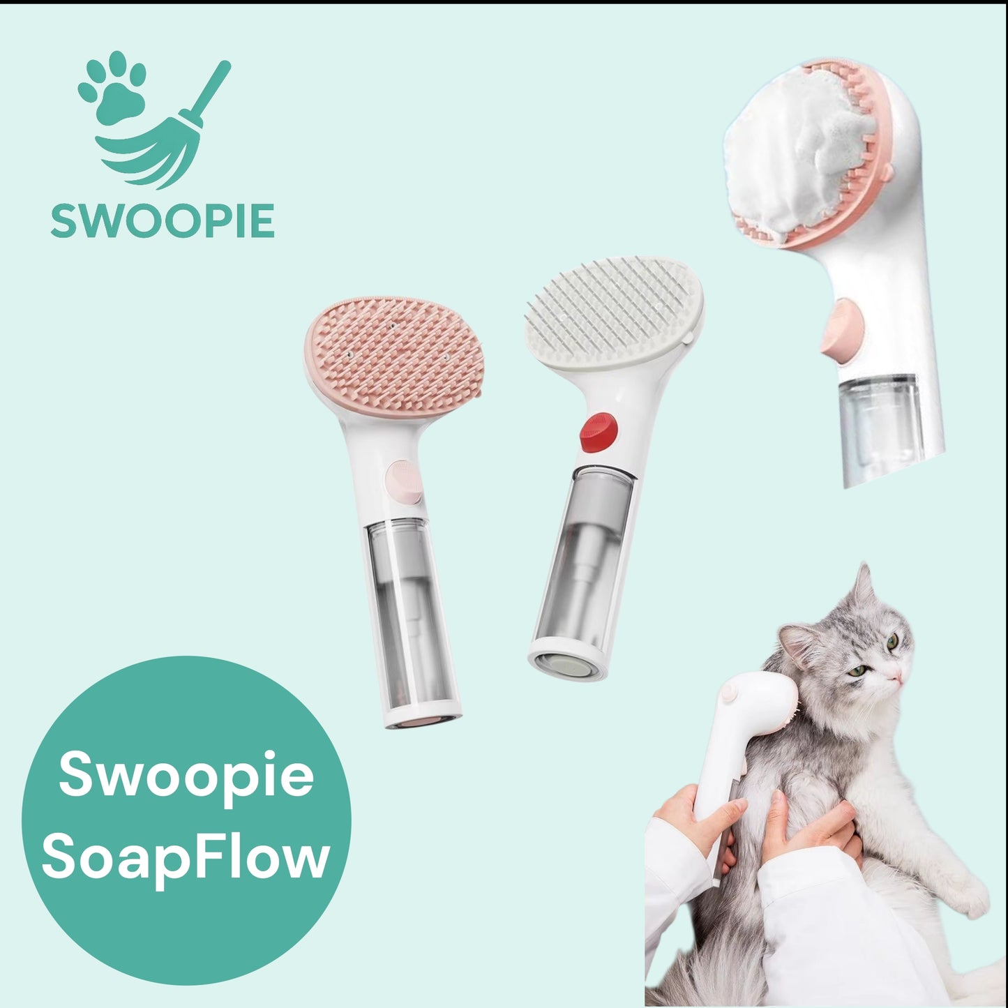 🚀Swoopie SoapFlow Wasborstel (roze)