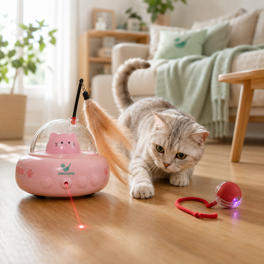 Swoopie Interactieve Kattenspeelgoed Set – UfoLaser Toy™ + MotionBall