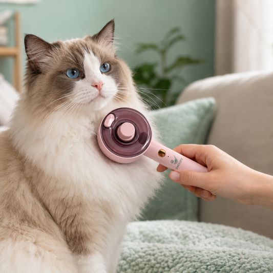 Swoopie SteamBrush™ Roze – Zelfreinigende Sprayborstel voor Hond & Kat | Verwijdert Losse Haren | USB-Oplaadbare Vachtborstel met Fijne Nevel